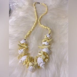Seashell necklace with yellow and white
